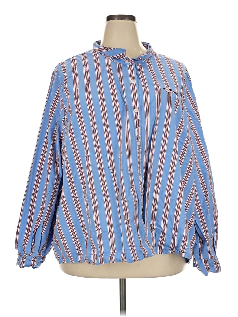 Pre-owned Never Fully Dressed Long Sleeve Blouse In Blue