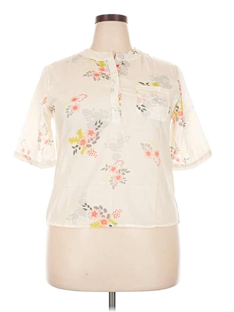 Pre-owned Assorted Brands Short Sleeve Blouse In Ivory