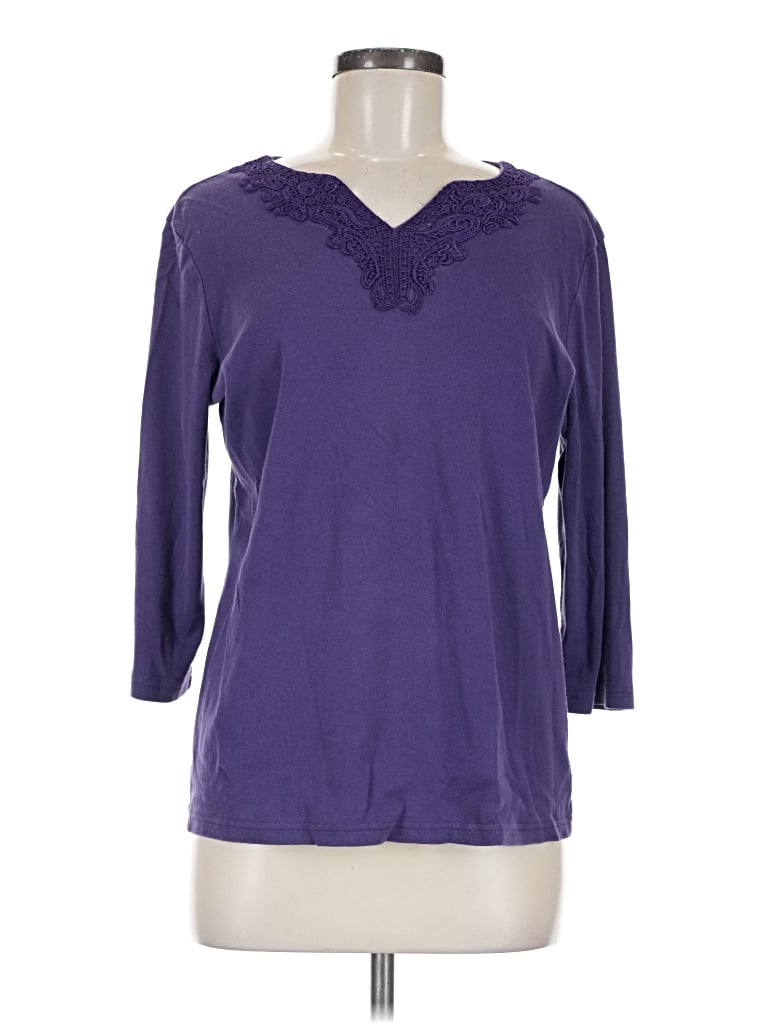 Pre-owned Christopher & Banks 3/4 Sleeve T-shirt In Purple