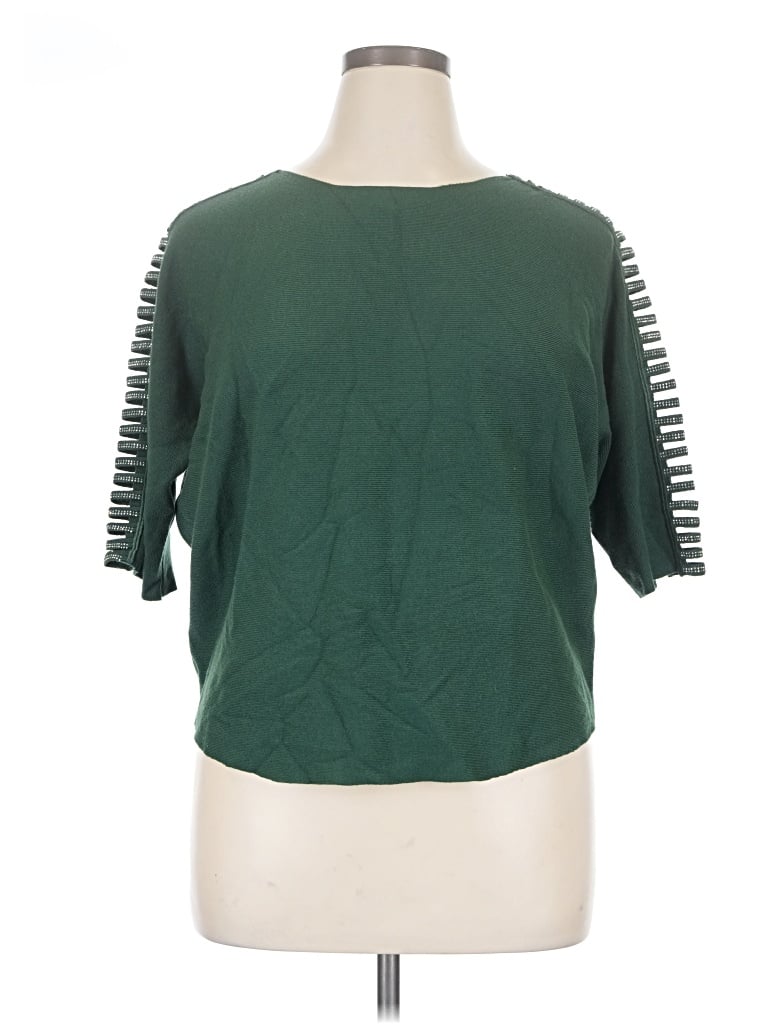 Pre-owned Luna 3/4 Sleeve Top Green Crew Neck Tops