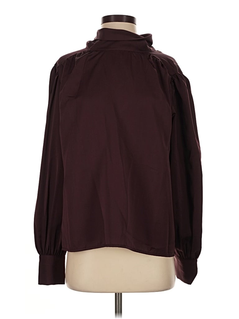 Pre-owned Crosby Long Sleeve Blouse In Burgundy