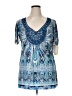 One World Blue Short Sleeve Blouse Size 1X - photo 1