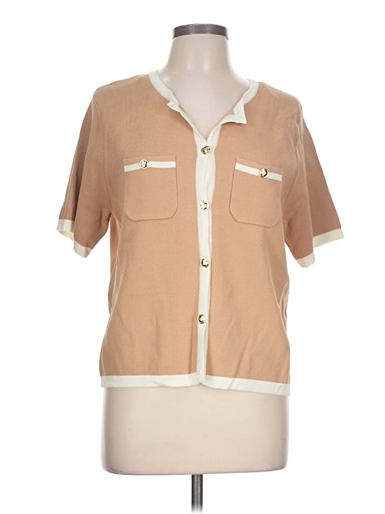 Pre-owned Entro Short Sleeve Blouse In Tan