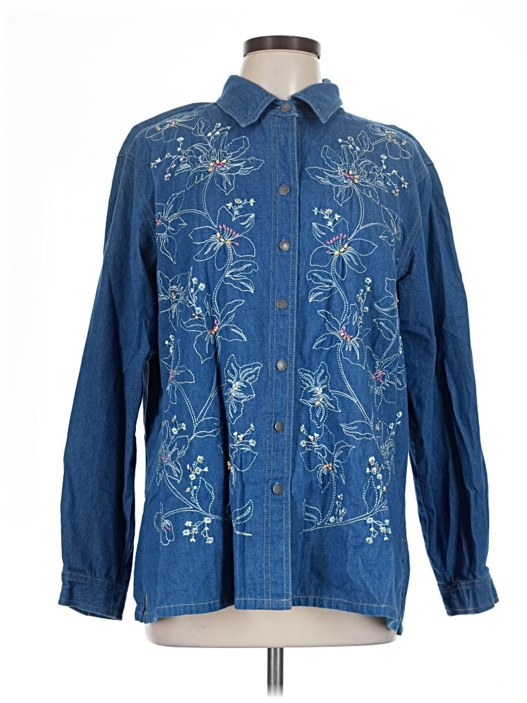 Pre-owned Koret Long Sleeve Button Down Shirt In Blue