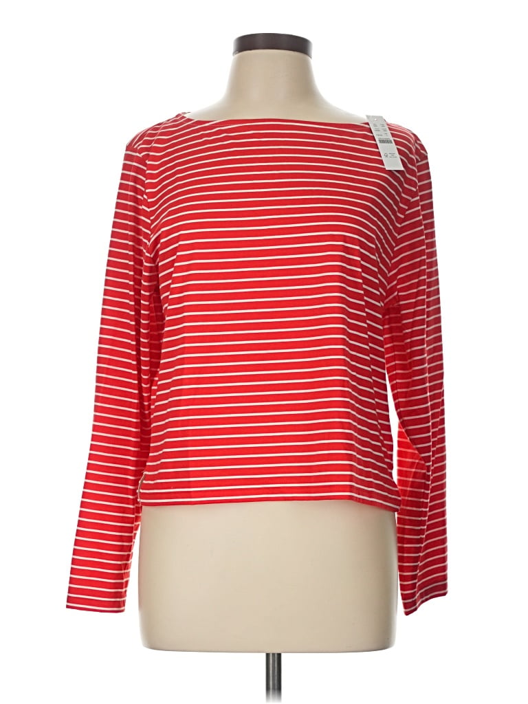 Jcrew Long Sleeve Top Red Boatneck Tops