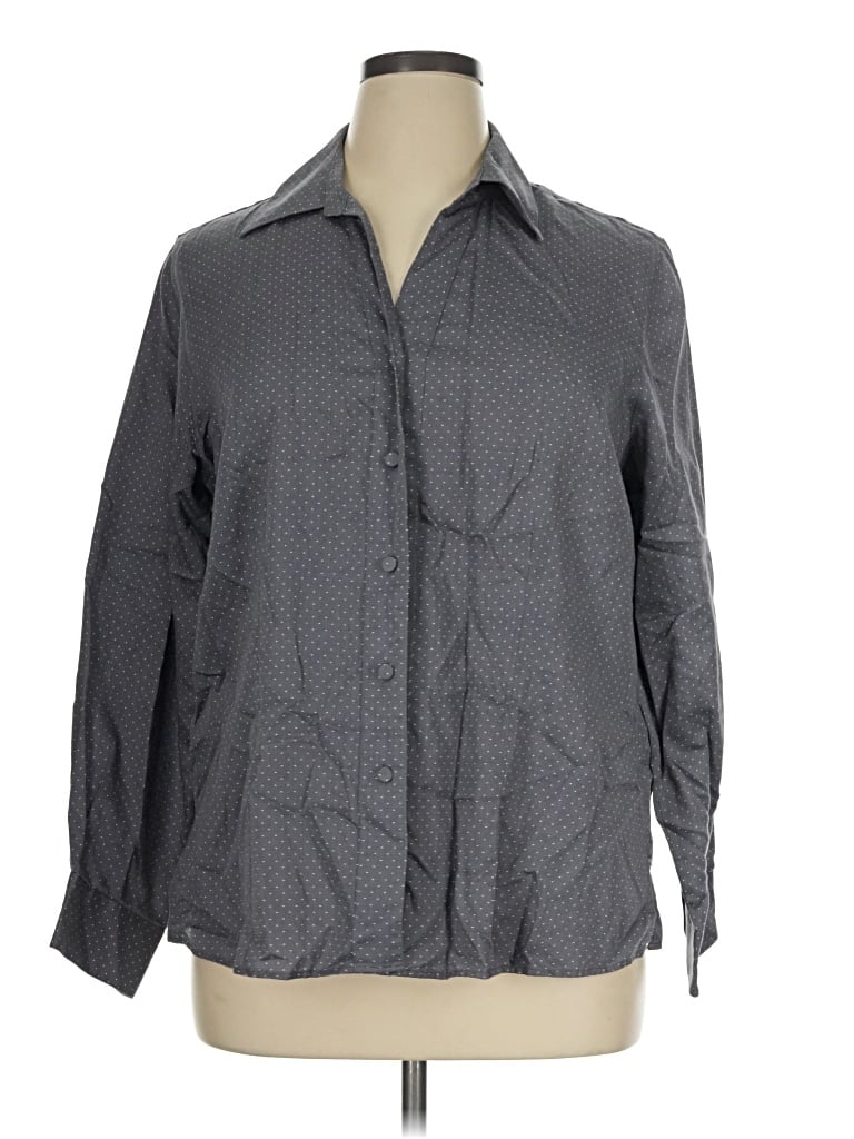 Pre-owned Foxcroft Long Sleeve Button Down Shirt In Gray