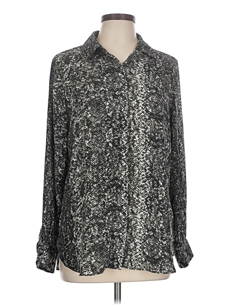 Pre-owned Mossimo Long Sleeve Blouse In Silver