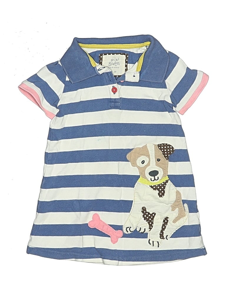 Pre-owned Mini Boden Kids' Short Sleeve Top Blue Collared Neckline Tops