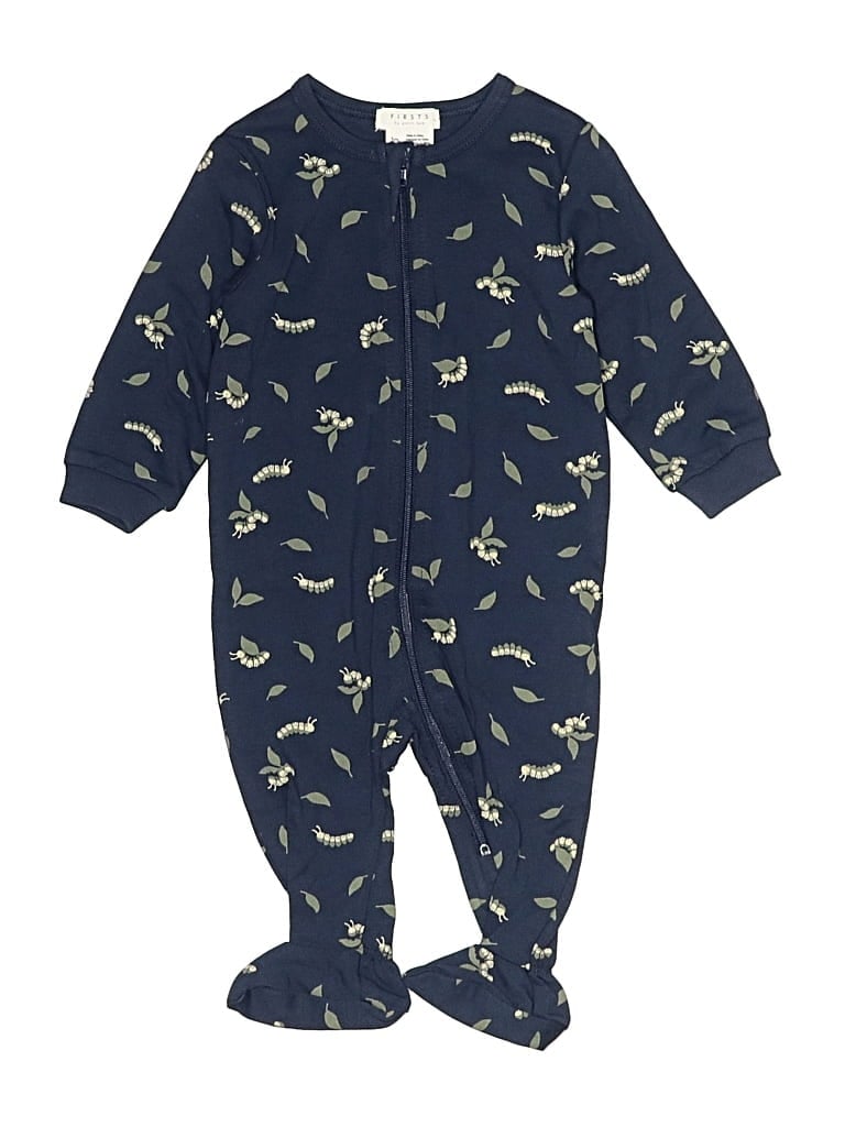 Pre-owned Firsts By Petit Lem Babies' Long Sleeve Onesie In Blue