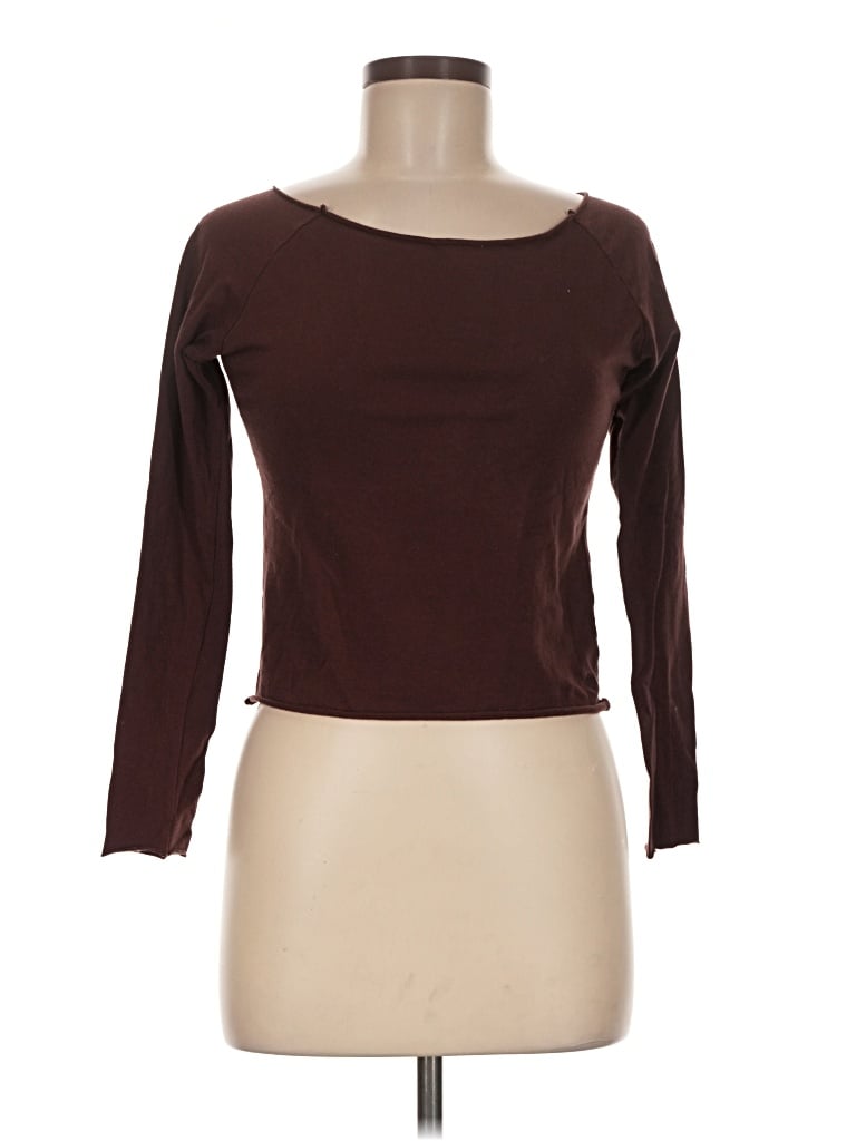 Pre-owned Out From Under 3/4 Sleeve Top Brown Boatneck Tops