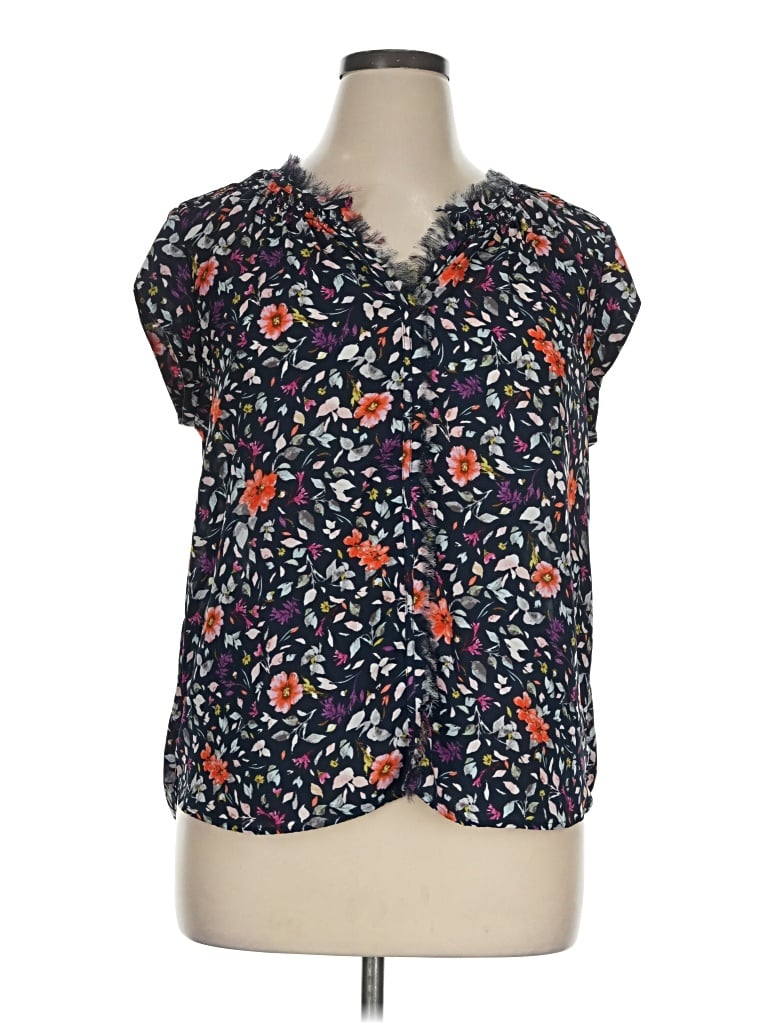 Pre-owned Daniel Rainn Short Sleeve Blouse In Blue