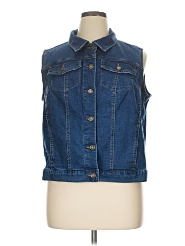 Woman Within Denim Vest (view 1)