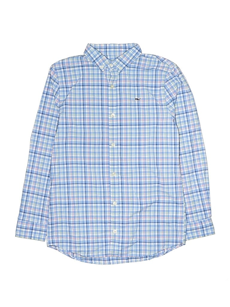 Pre-owned Vineyard Vines Performance Kids' Long Sleeve Button Down Shirt In Blue