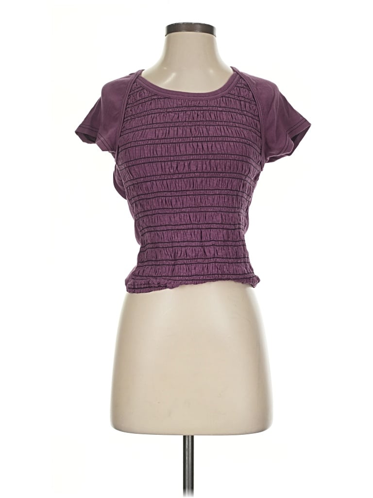 Pre-owned Fp Movement Short Sleeve Top Purple Keyhole Neckline Tops