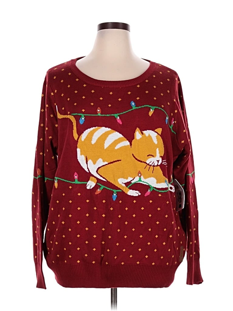 Pre-owned Tipsy Elves Pullover Sweater In Burgundy