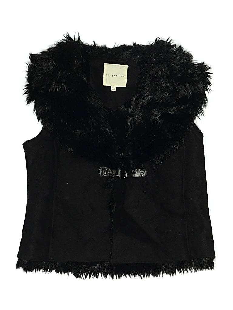 Pre-owned Copper Key Kids' Faux Fur Vest In Black
