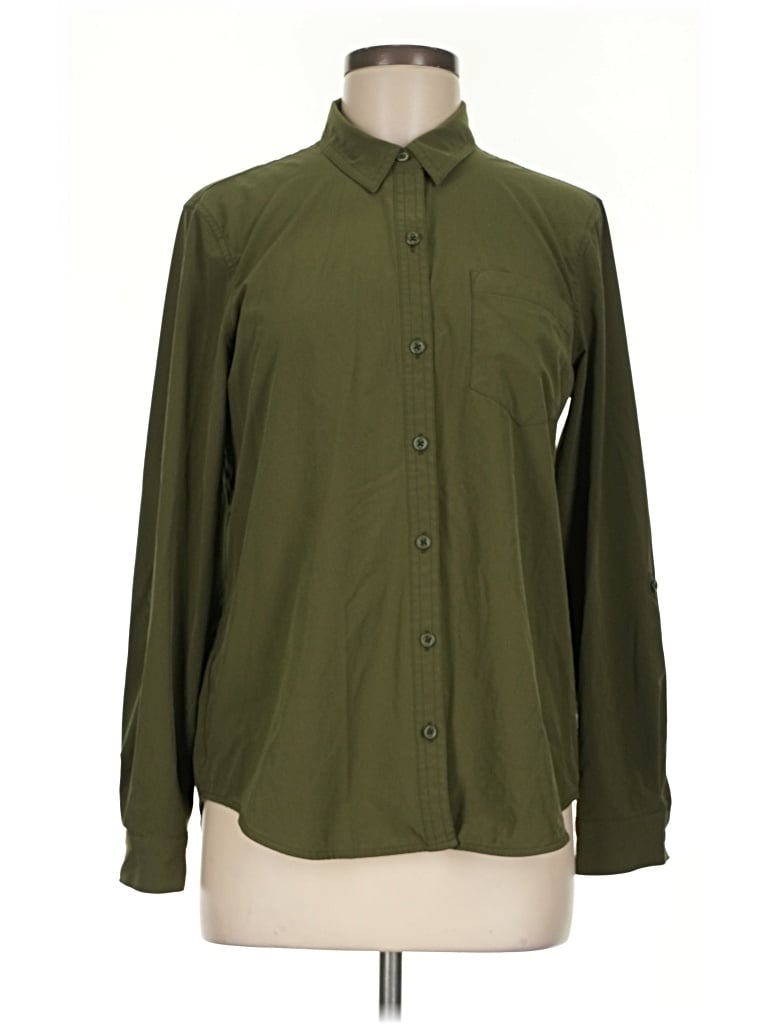 Pre-owned Eddie Bauer Long Sleeve Blouse In Green