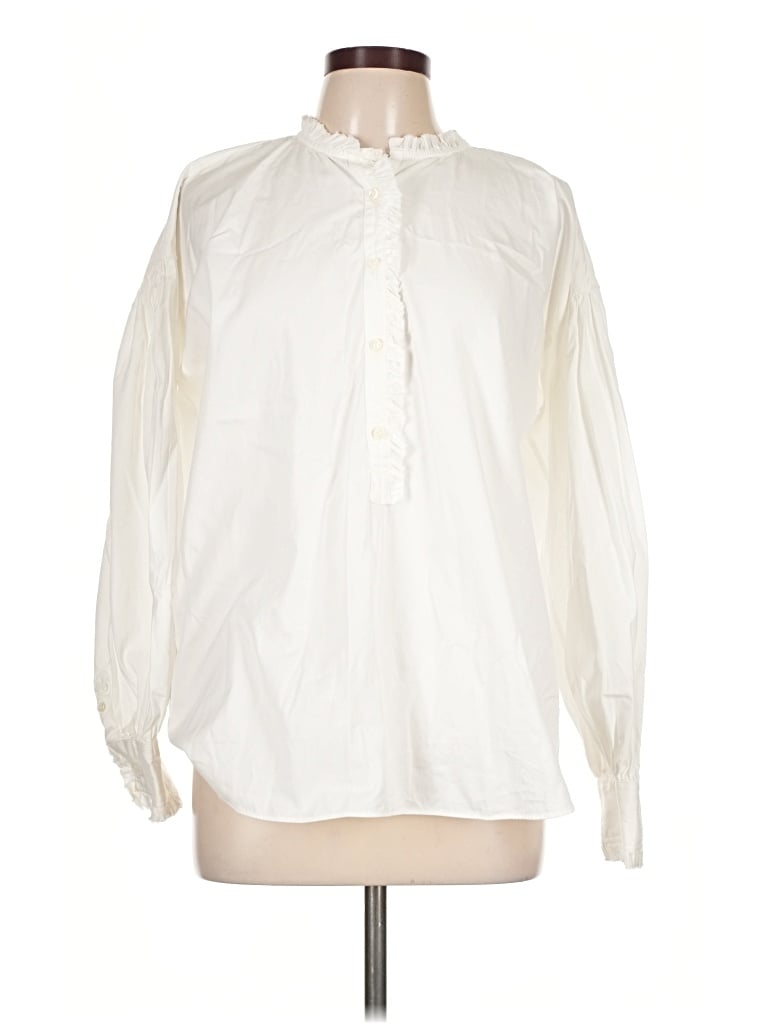 Pre-owned Ann Mashburn Long Sleeve Blouse In Ivory