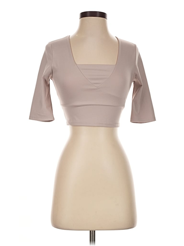Pre-owned Oysho Short Sleeve Turtleneck In Tan