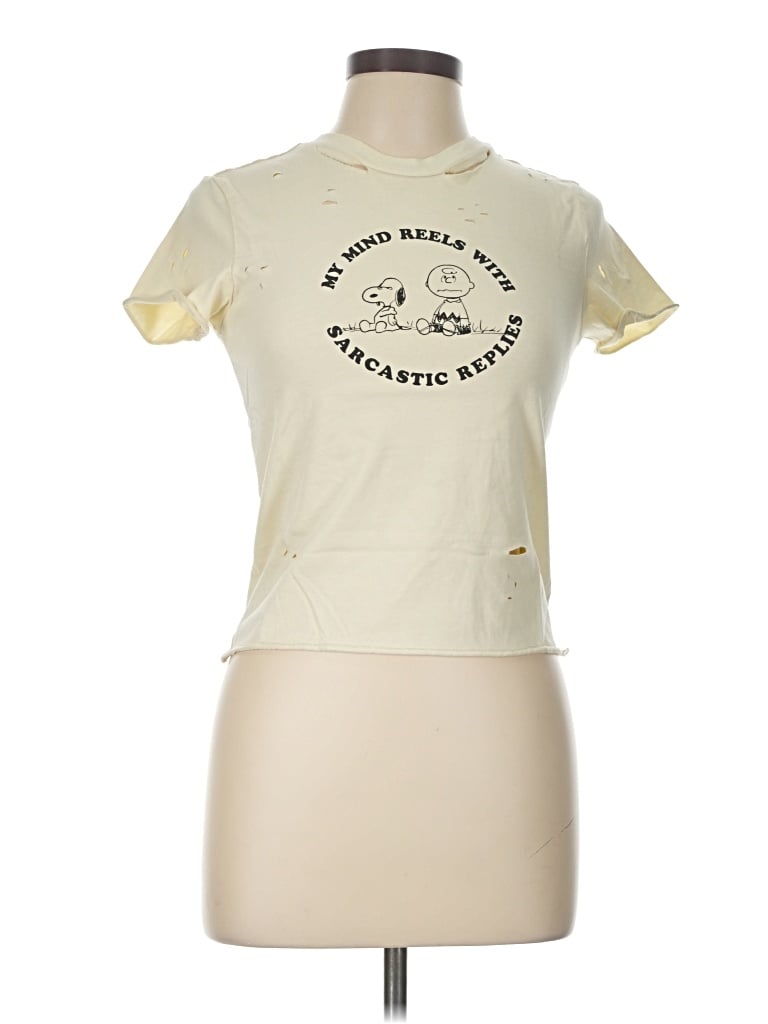 Pre-owned Peanuts Short Sleeve T-shirt In Ivory
