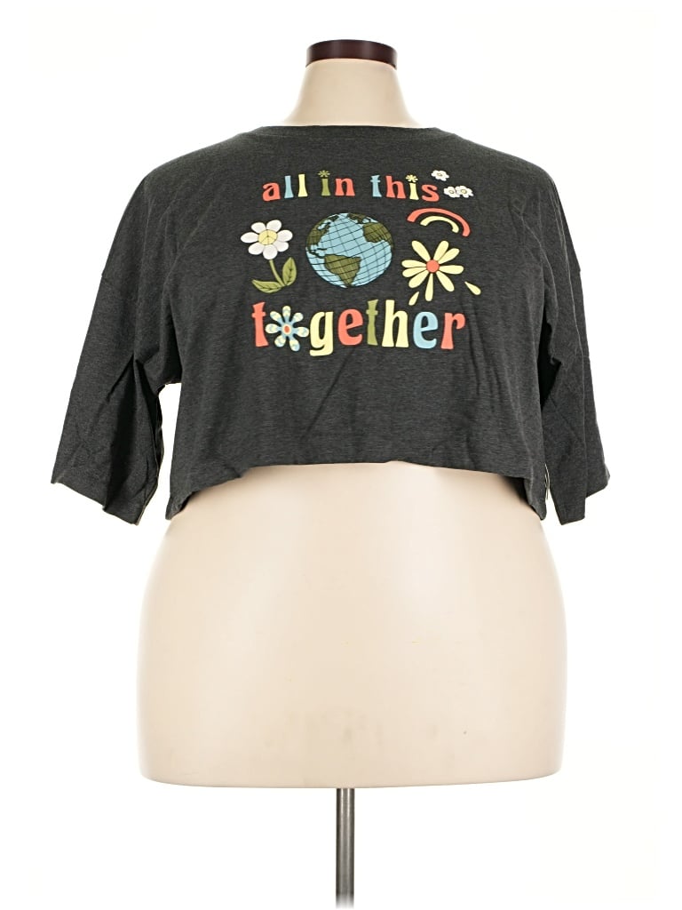 Abound Short Sleeve Top Gray Sweetheart Neckline Tops