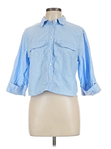 Zara 3/4 Sleeve Button-Down Shirt (view 1)