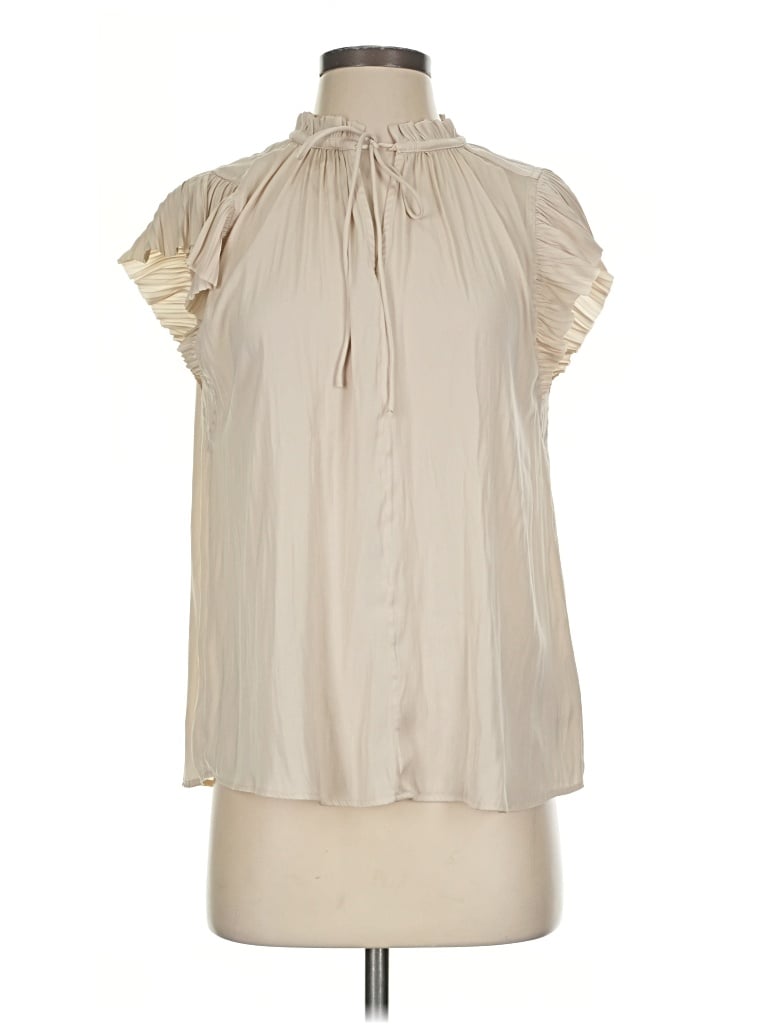 Pre-owned Current Air Short Sleeve Blouse In Ivory