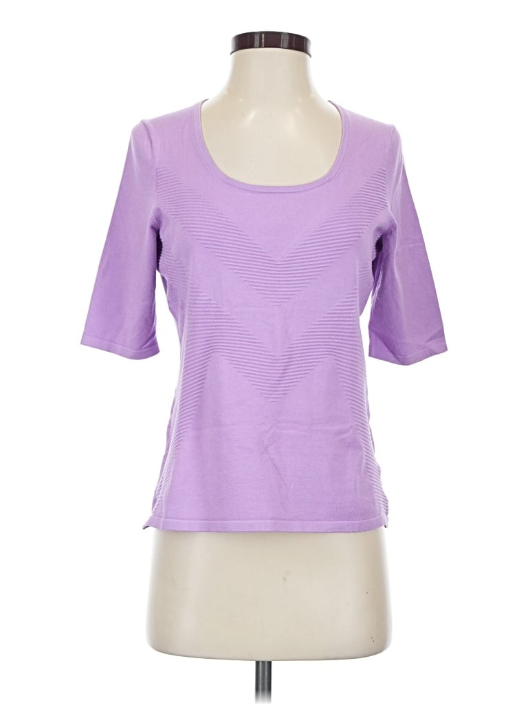 Pre-owned Carlisle 3/4 Sleeve Top Purple Scoop Neck Tops