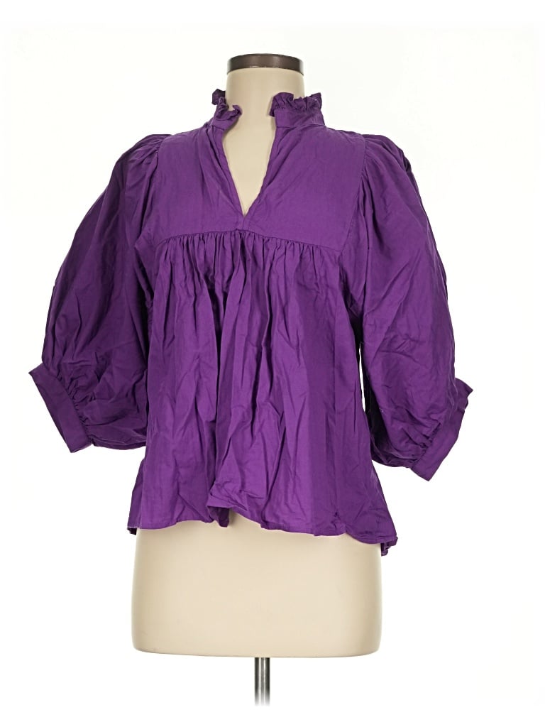 Pre-owned Never A Wallflower 3/4 Sleeve Blouse In Purple