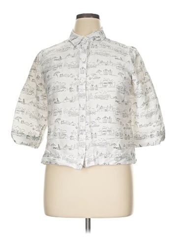 Christopher & Banks 3/4 Sleeve Button-Down Shirt (view 1)