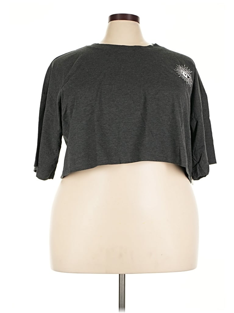 Abound Short Sleeve Top Gray Keyhole Neckline Tops