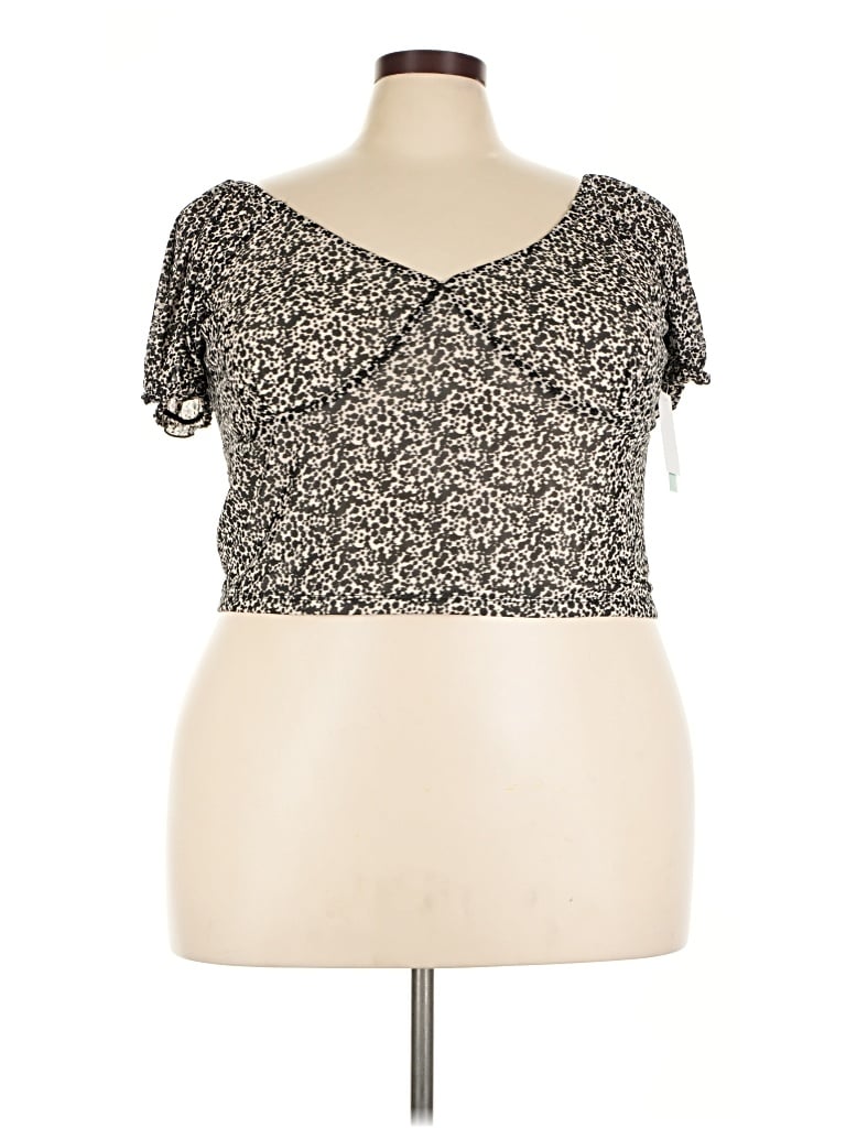Abound Short Sleeve Top Tan Sweetheart Neckline Tops