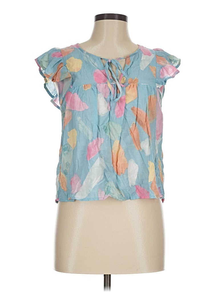 Pre-owned Mine Short Sleeve Blouse In Blue