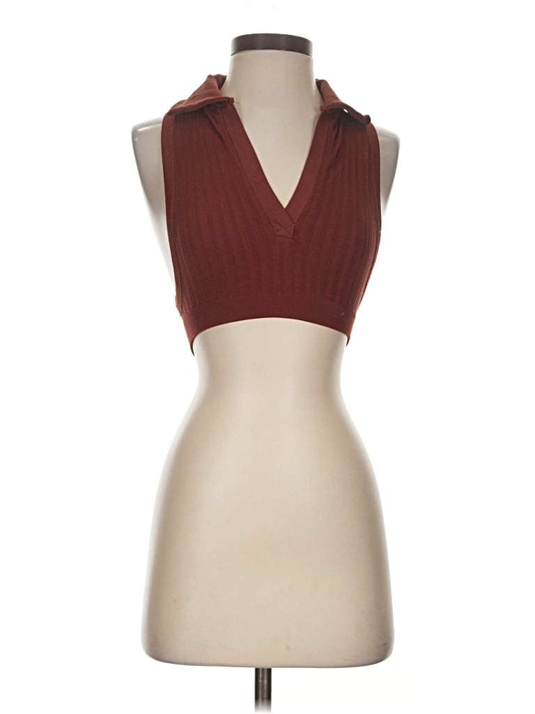 Pre-owned Out From Under Tank Top Burgundy Halter Neckline Tops