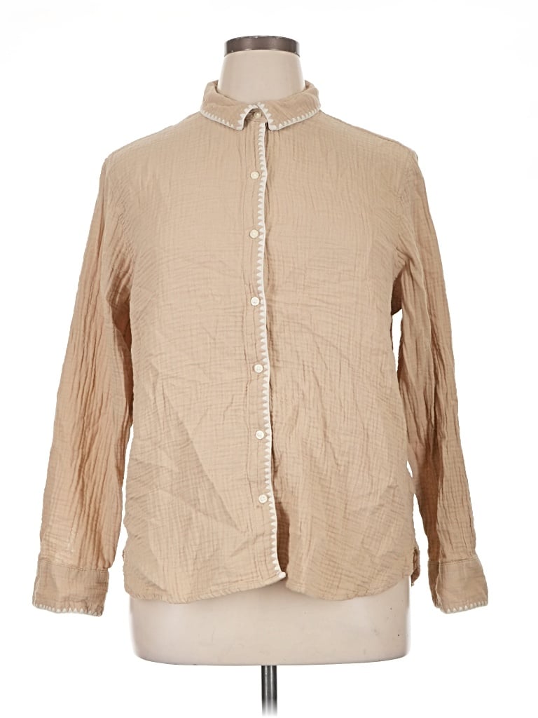 Pre-owned Universal Thread Long Sleeve Blouse In Tan