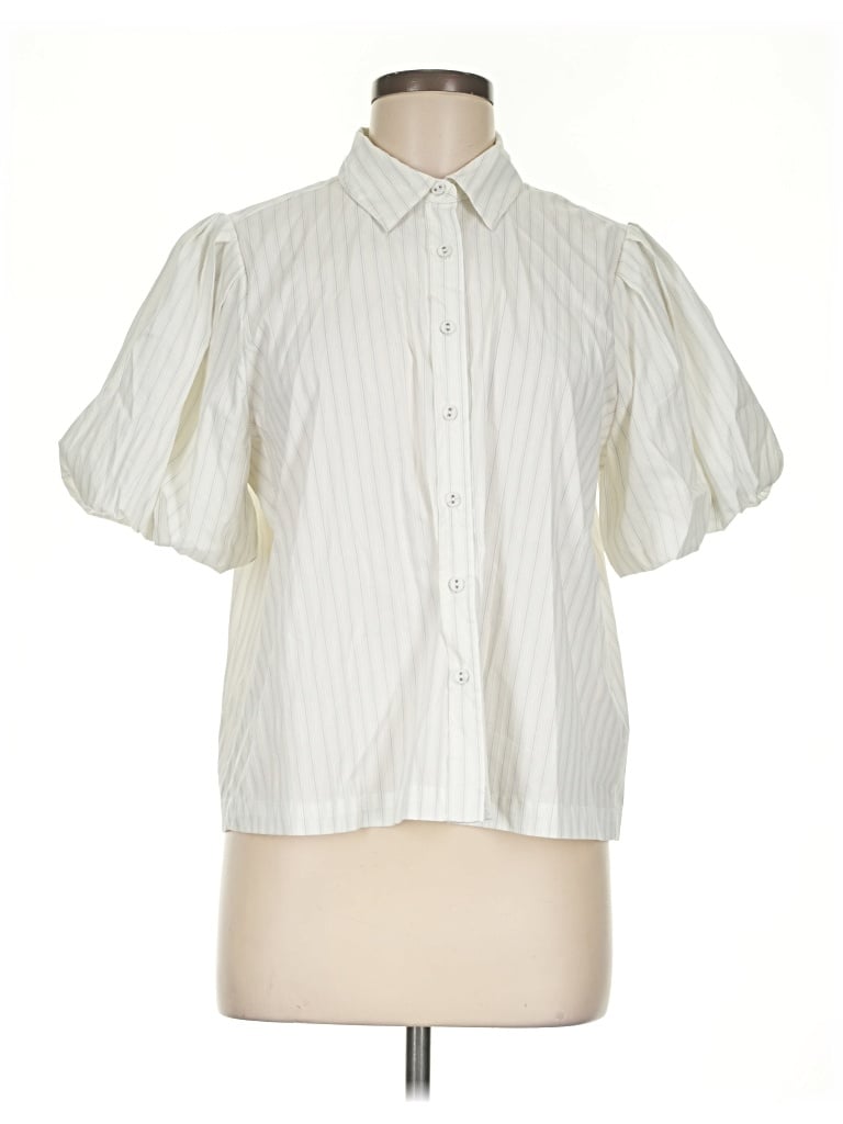 Pre-owned Modern Works Short Sleeve Blouse In Ivory
