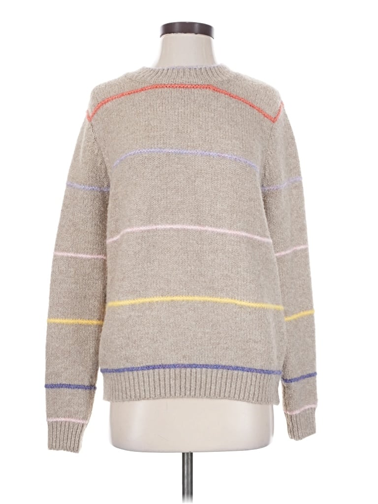 Pre-owned Self Contrast Pullover Sweater In Gray