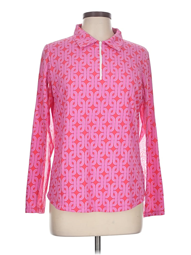 Pre-owned Ibkul Long Sleeve Polo Shirt In Pink