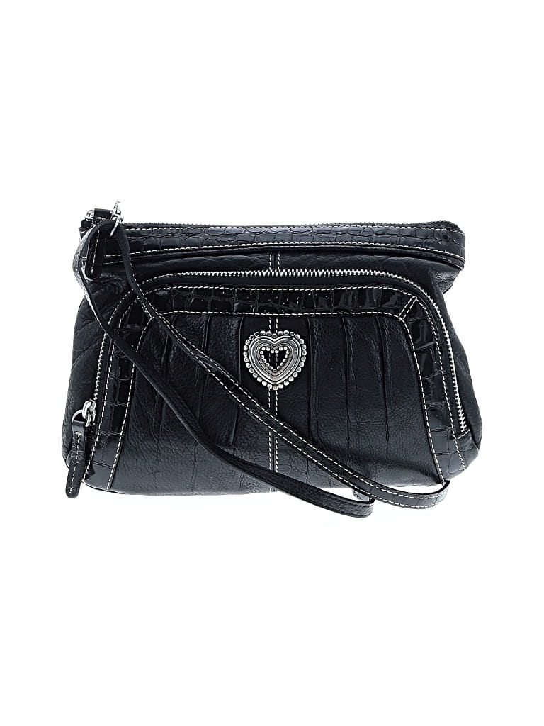 Pre-owned Brighton Leather Crossbody Bag In Black