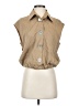 Zara Tan Sleeveless Button-Down Shirt Size XS - photo 1