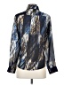 Bebe 100% Silk Print Blue Long Sleeve Silk Top Size S - photo 2