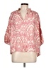 Glam 100% Polyester Paisley Pink 3/4 Sleeve Blouse Size L - photo 1
