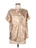 Shein 100% Polyester Metallic Gold Short Sleeve Blouse Size L - photo 1