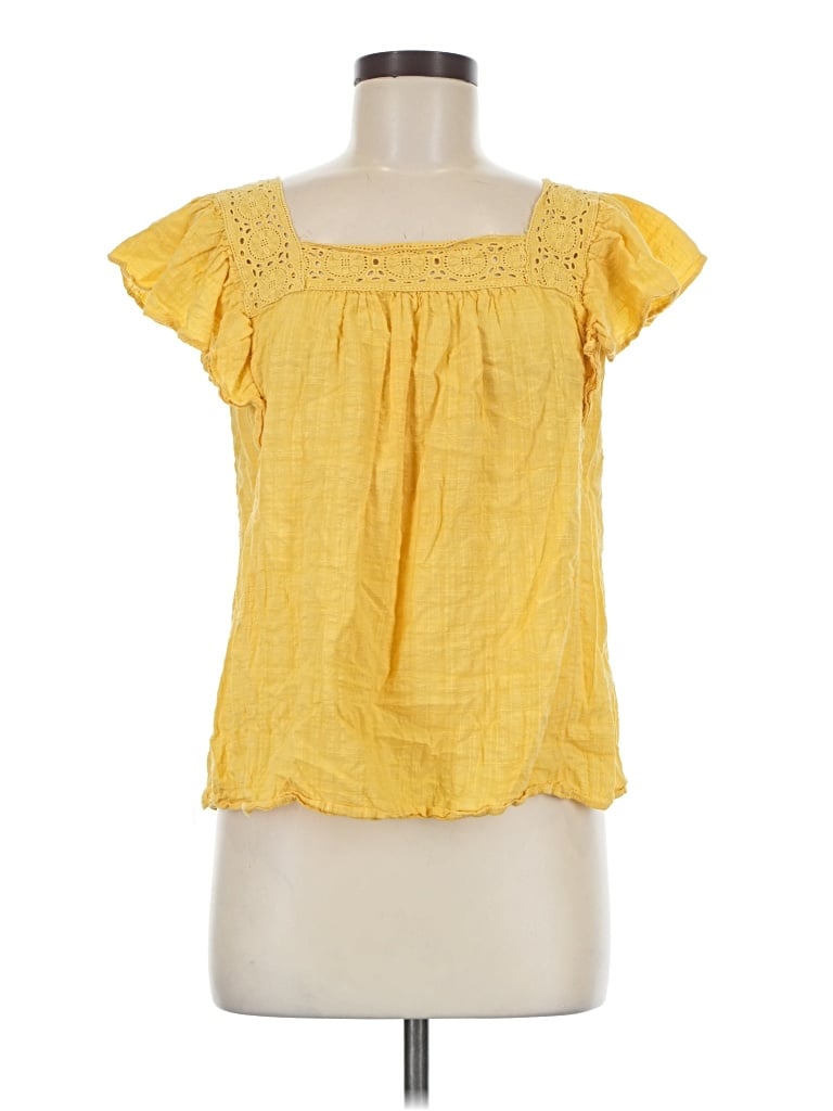 Pre-owned Max Studio Short Sleeve Blouse In Yellow