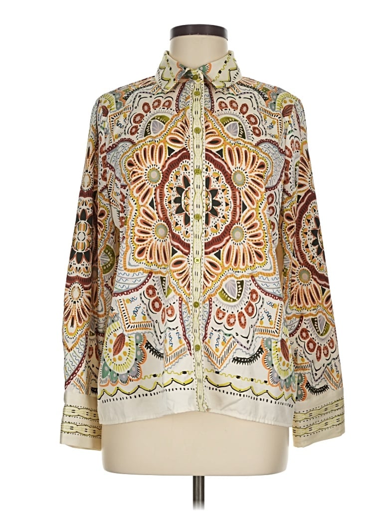 Pre-owned Maison D' Amelie Long Sleeve Blouse In Gold