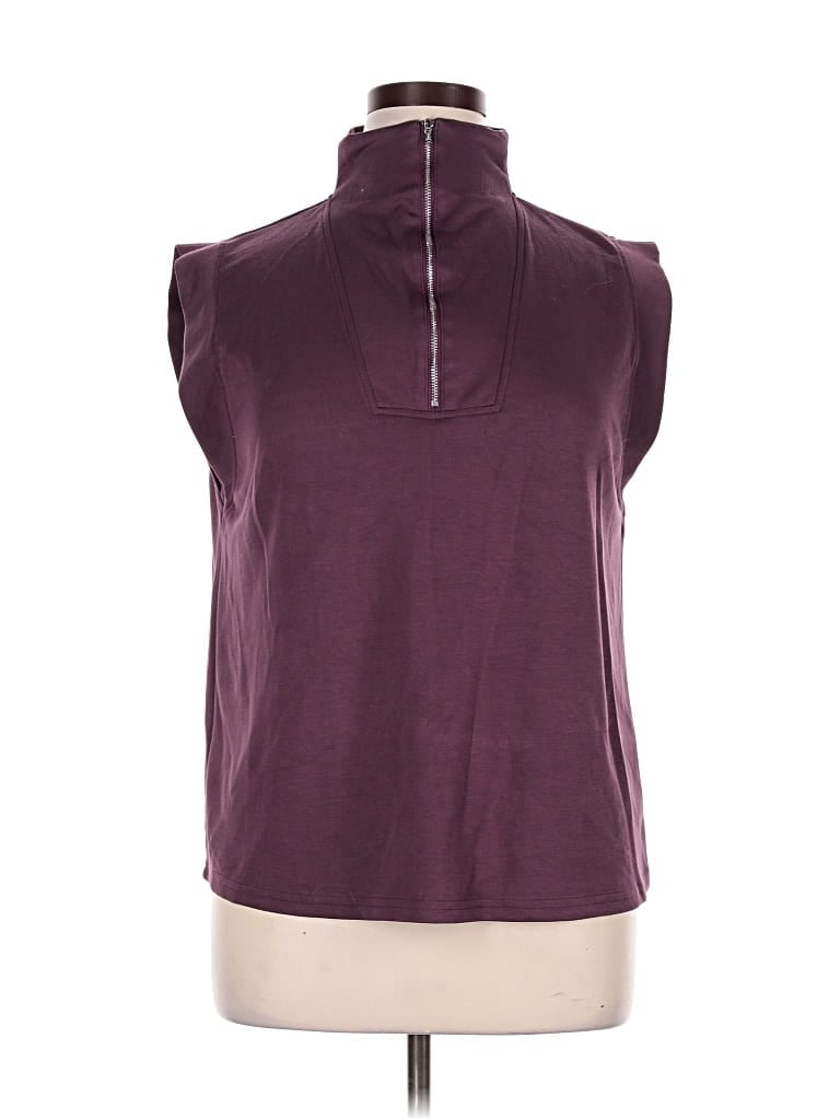 Pre-owned Grecerelle Sleeveless Top Burgundy High Neck Tops
