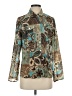Essentials by Milano 100% Polyester Paisley Teal Long Sleeve Blouse Size S - photo 1
