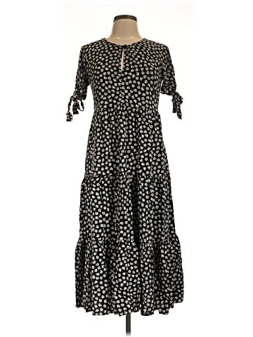 Madewell Tie-Sleeve Tiered Midi Dress in Woodcut Flowers (view 1)