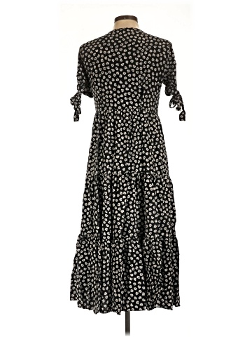 Madewell Tie-Sleeve Tiered Midi Dress in Woodcut Flowers (view 2)