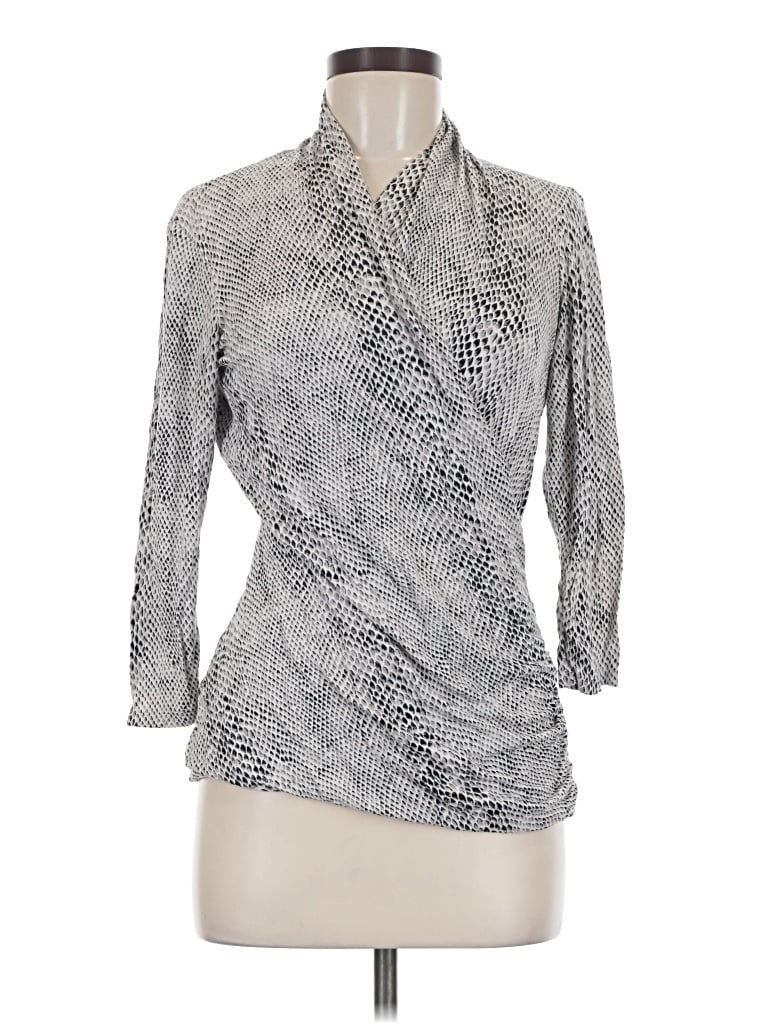 Pre-owned Rose + Olive 3/4 Sleeve Blouse In Silver